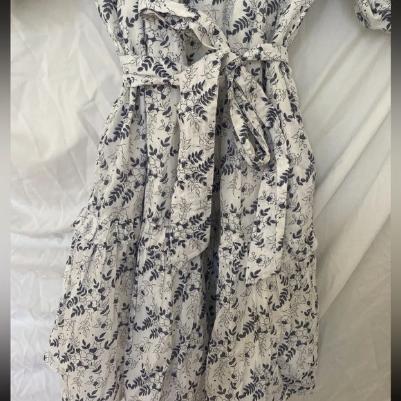 Cleobella Blue White Floral Cotton Puff Sleeve Nevah Mini Size Small Sundress - Picture 6 of 9